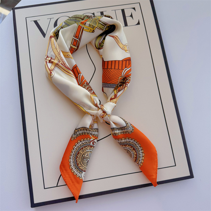 Bufandas de seda para mujeres primavera y otoño bufandas de moda para mujeres bufandas de cuello para maestros y empleados regalos de impresión de lujo ligero