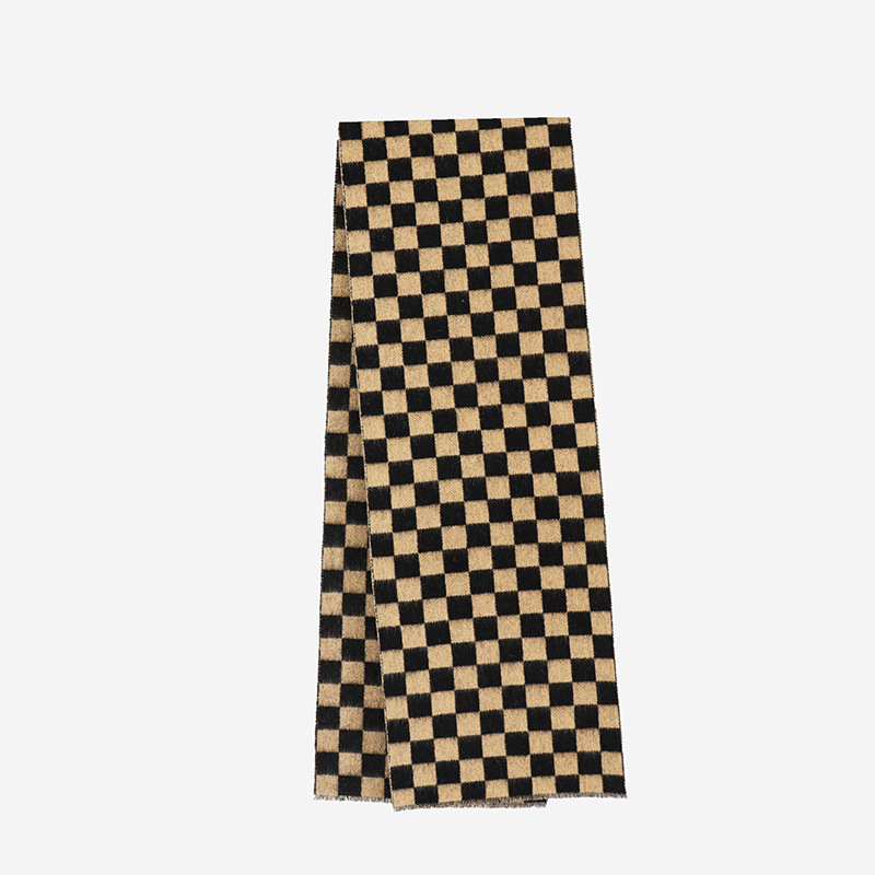 Bufanda de lana estilo Melard para mujer, otoño e invierno, bufanda de cuello a cuadros de alta gama, gruesa y cálida, chal para hombre al por mayor.