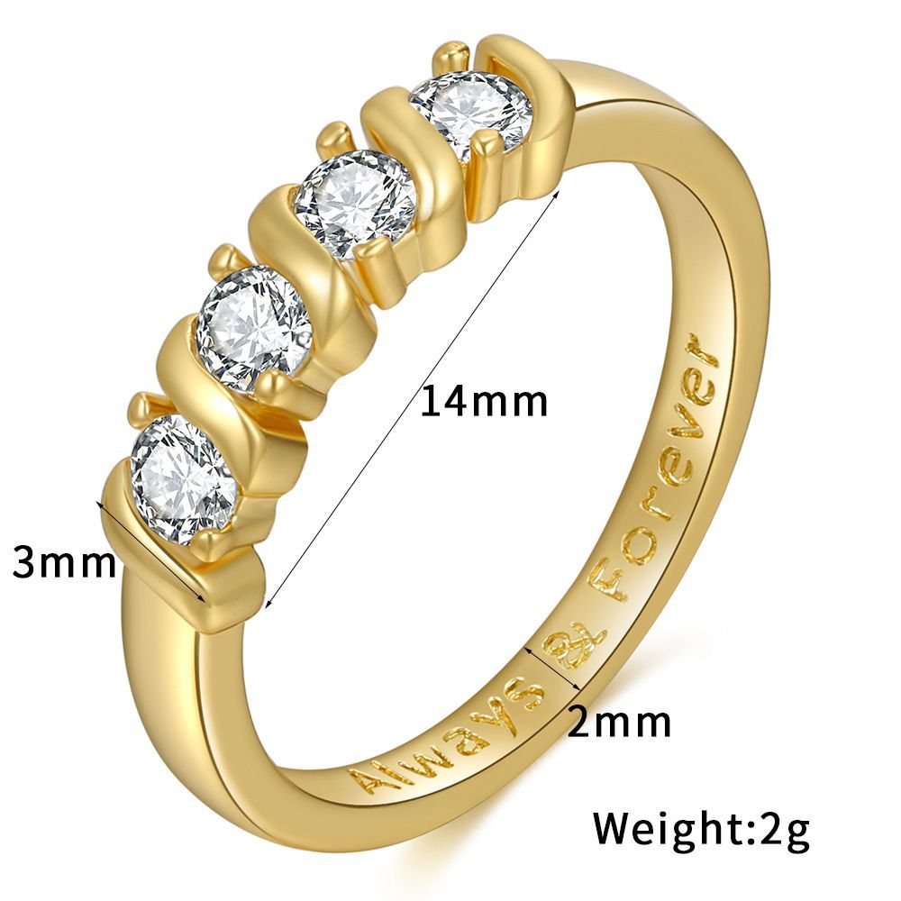 Estilo Simple Europeo Y Americano Nuevo Anillo Anillo De Circón Hembra Cobre Plateado 18k Punto De Joyería De Oro display picture 9