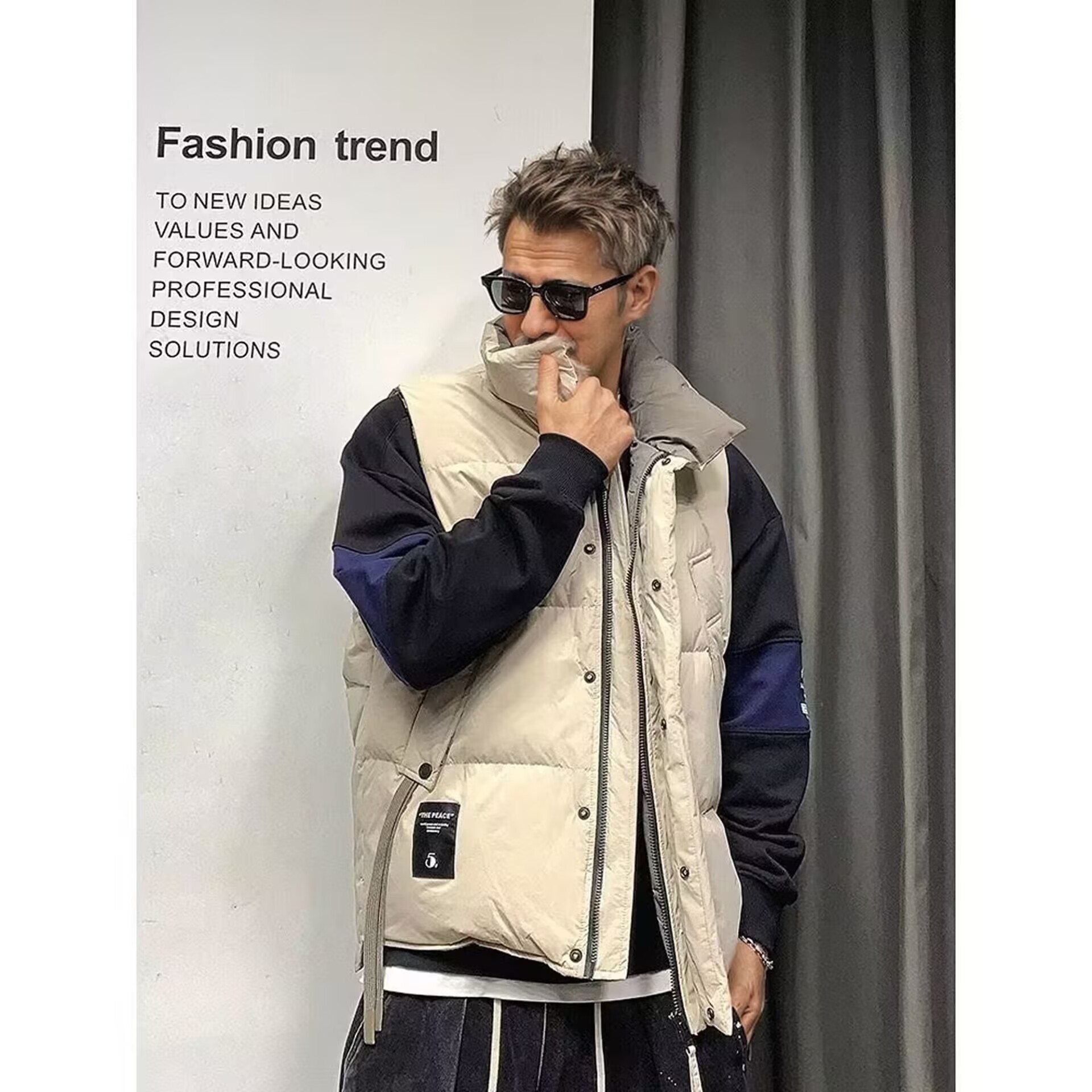 2024 pareja de chaleco de algodón de cuello nuevo estilo coreano de invierno chino, europeo y americano herramientas de hombro sueltas chaqueta de algodón chaqueta de moda