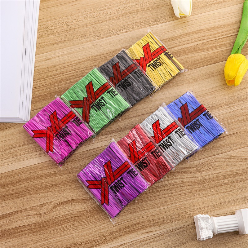 8cm彩色扎丝棒棒糖包装扎带面包袋扎烘焙食品袋金属软金色扎丝.