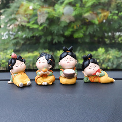 Creative figurine car accessory cute Tang suit lady ancient style trendy cartoon doll Chinese style car decoration