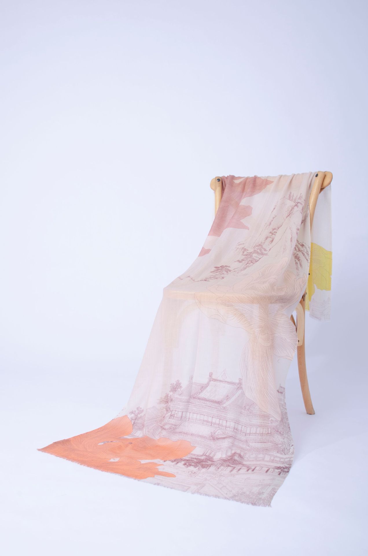 Fábrica de Mongolia Interior cabello recto cachemira pura otoño invierno cuatro estaciones de impresión de bufandas de damas estilo nacional retro