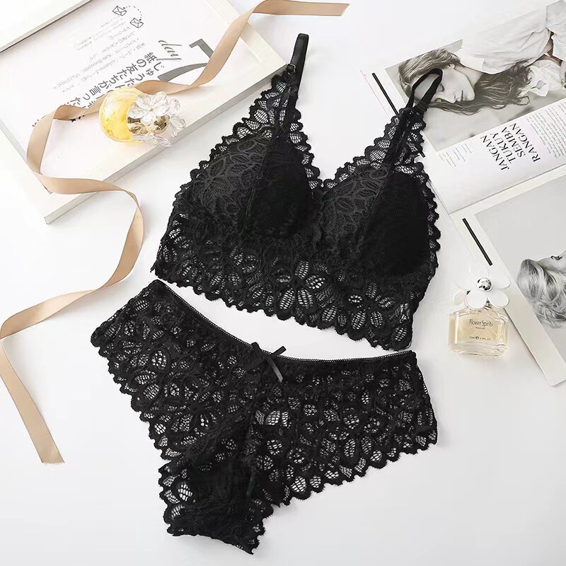 Bra Set for Women, Summer Style, Breathable, Skin-Friendly, French-Style Bra, No Steel Ring, Sexy Lace Underwear, Two-Piece Set