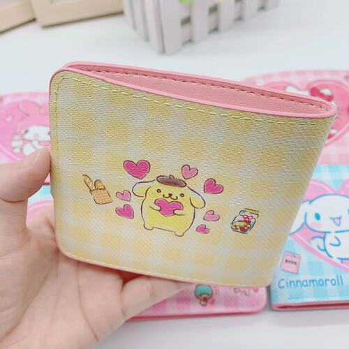 Cute Cartoon Sanrio PU Wallet Foldable Button Leather Wallet Kurumi Pachacotchi Dog Children's Super Cute Money Bag 