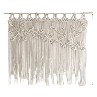New Bohemian hand-woven tapestry curtain leaf pattern tassel sofa bedside background wall decoration wall hanging