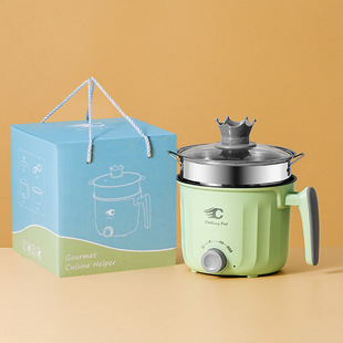 Multifunctional Knob Electric Hot Pot Electric Steamer Practical Hand-in-hand Gift Electric Cooking Pot Noodle Cooking Pot Dormitory Electric Fried Non-stick Pot Batch