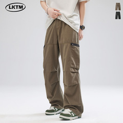 Lktmメンズ # 夏のアメリカストレートカジュアルパンツ男性ライゼル天糸涼感ファッションブランド高街ins工装ズボン