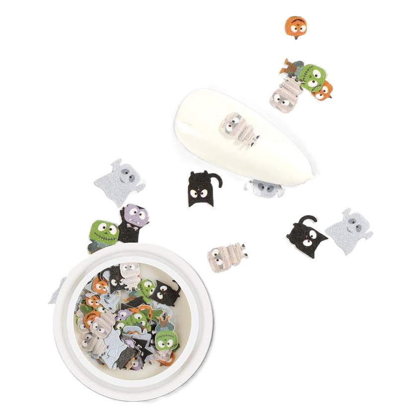 Nueva manicura transfronteriza de Halloween de pulpa de madera de Navidad rebanada Santa Claus copo de nieve de calabaza fantasma manicura