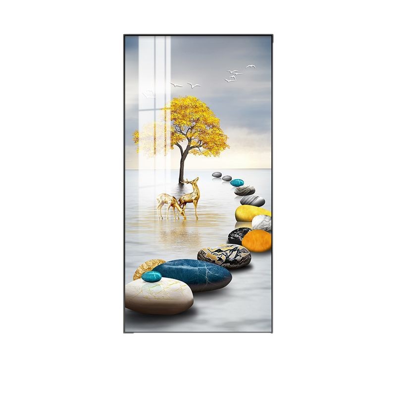 Pintura decorativa del pasillo del pasillo de nueve peces pintura colgante moderna simple pintura mural decorativa vertical de la puerta de la casa image 6