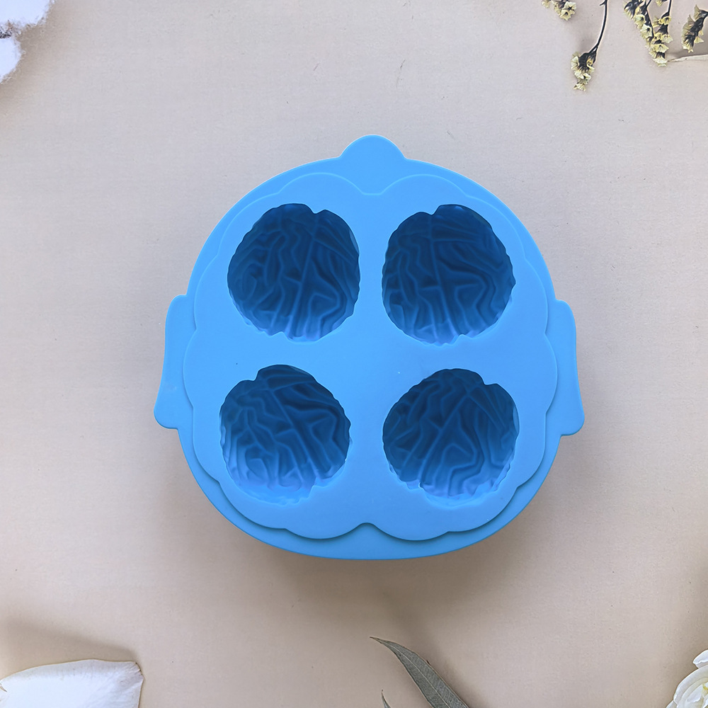 4连大脑705硅胶冰格模具DIY蛋糕烘焙模具