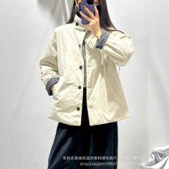 双面穿复古格子立领棉服女冬季2025新款休闲宽松百搭棉衣外套