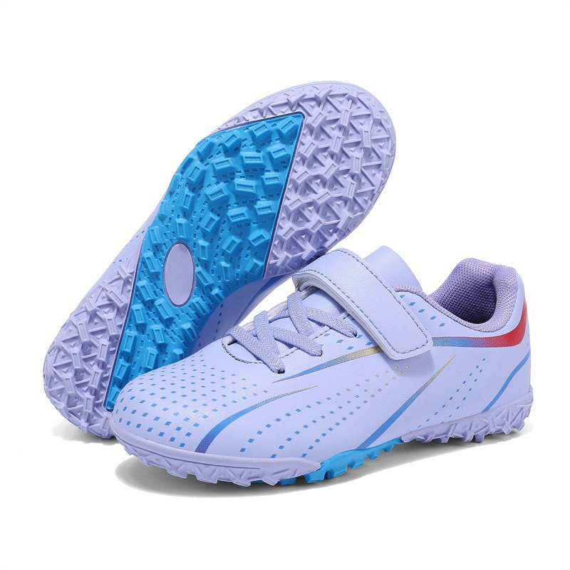 Tenis de Fútbol Infantil Turf de Caucho y TPU con Amortiguación y Cierre de Velcro para Césped Natural y Artificial