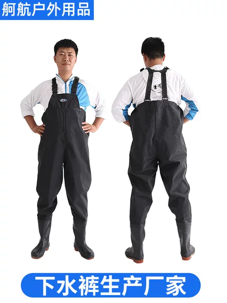 Customized black half-body wading pants for fishing, outdoor wading pants for men, half-body wading pants for fishing