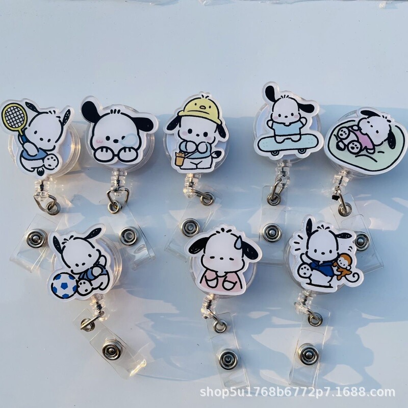 Cartoon Pacha Dog Couple Access Control Buckle Cute Pendant Telescopic Easy-pull Buckle Drawstring Nurse Tag Easy-pull Buckle