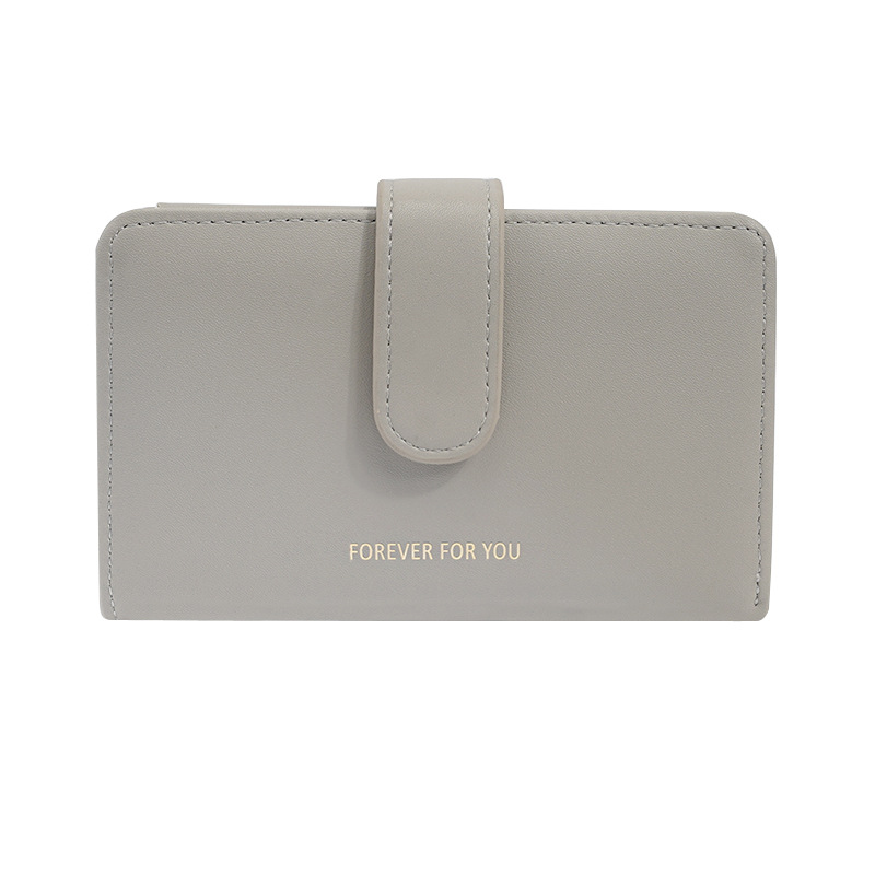 Verano nuevo bolso de color sólido multi-funcional de las mujeres billetera de moda simple de media longitud cartera para niñas puwallet