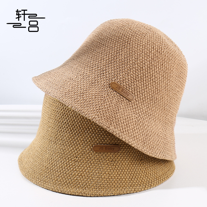 패셔너블한 가을 겨울 신상 버킷햇 여성용 한국 스타일 패셔너블 캐주얼 얇은 단색 야외 나들이용 심플한 버킷햇 레트로