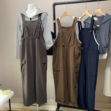 [比正]2025秋季新韩版网红炸街减龄宽松休闲工装背带连体裤女4845