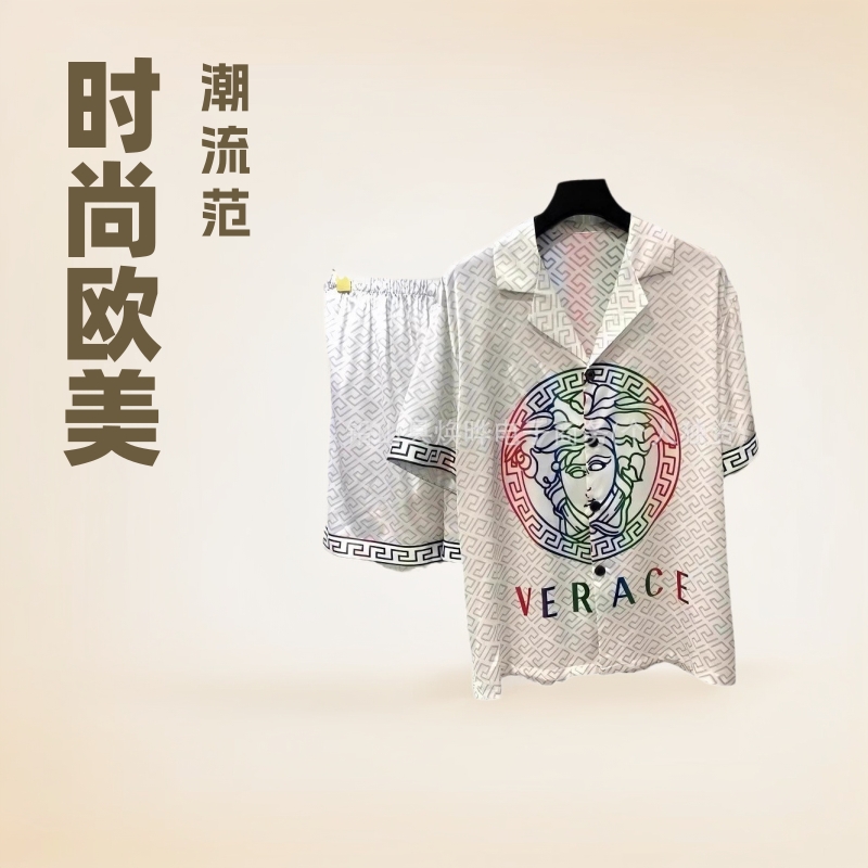 Casual Fan Jia Medusa cabeza de manga corta camiseta de pantalones casuales set de dos piezas set de verano hombre tiempo transfronterizo