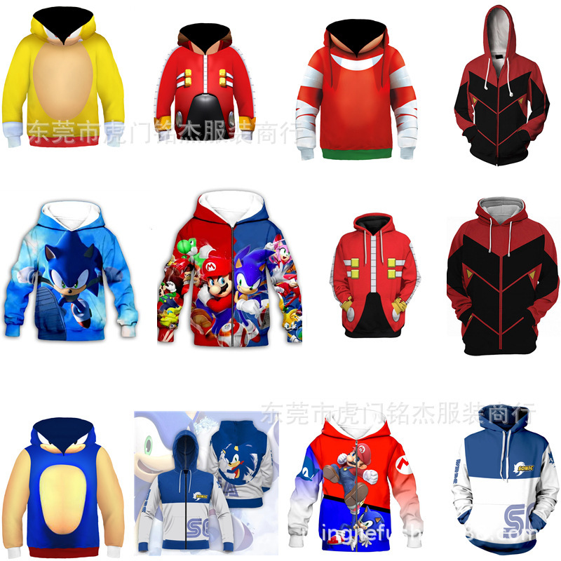 Popular Sonic Dr. Eggman Style Cos Adult and Children's Anime Hooded Sweatshirt Popular Sonic Dr. Eggman Style Cos Adult and Children's Anime Hooded Sweatshirt