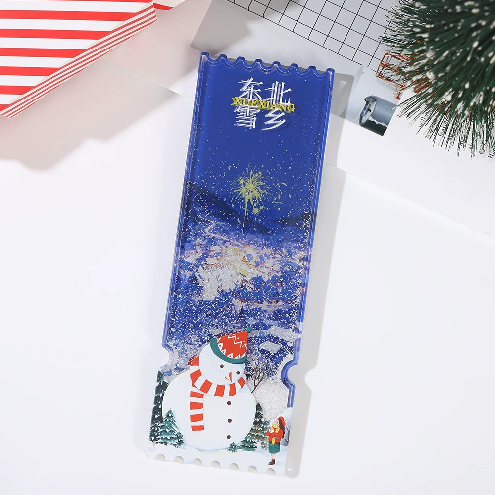 Акриловый магнит на холодильник с эффектом «движущегося песка», креативный магнит на холодильник в виде снеговика с фейерверком, магнит на холодильник в китайском стиле, сувенир из снежной земли северо-востока