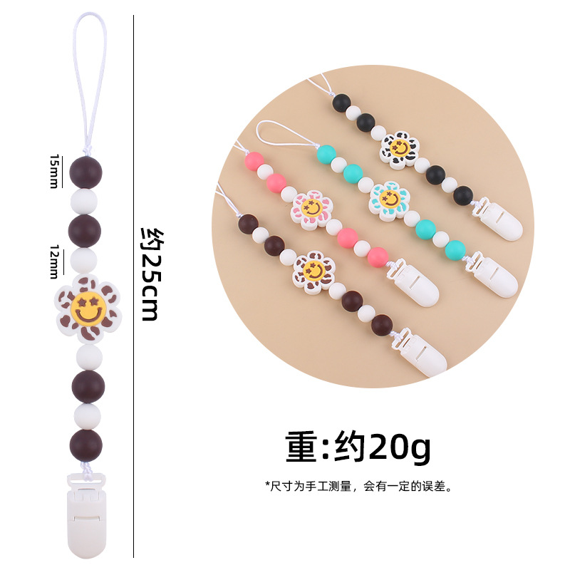 Nuevo bebé suministros de dibujos animados flor mordedor creativo bebé lindo silicona mordedura chupete cadena anti-gota cadena