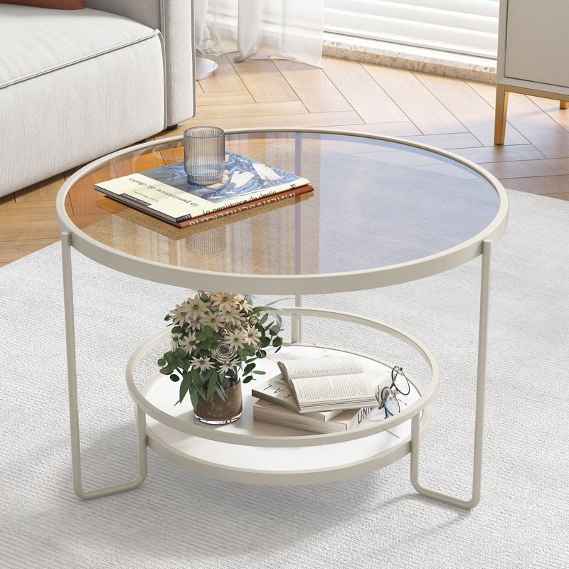 Glass tea table Simplicity tea table Small apartment circular cream a living room household balcony Changhong Glass tea table