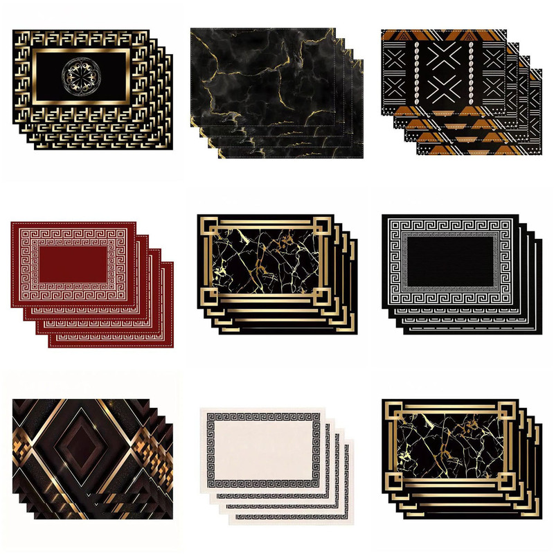 Temu's Popular Charming Black and Gold Marble Placemat, Modern Abstract Art Dining Table Mat, Cross-Border Group Purchase, Custom-Made, Dropshipping Temu's Popular Charming Black and Gold Marble Placemat, Modern Abstract Art Dining Table Mat, Cross-Border Group Purchase, Custom-Made, Dropshipping