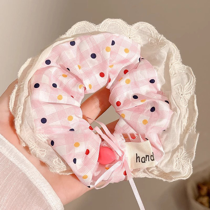 Dulce de alto nivel, anillo de cabello de intestino grueso, cordón de cabello de cola de caballo baja coreana, cordón de cabello grande, delicado, adornamiento de cabello de princesa de alto valor