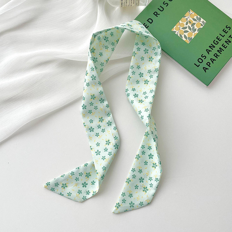 Verde larga pequeña bufanda de las mujeres del verano delgada corbata estrecha corbata de pelo bolsa decoración pequeña mano fresca cinta de regalo banda de pelo
