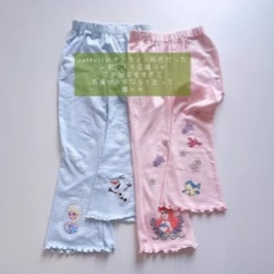 新款现货春秋女款公主打底裤木耳边儿童喇叭裤卡通童裤工厂批发