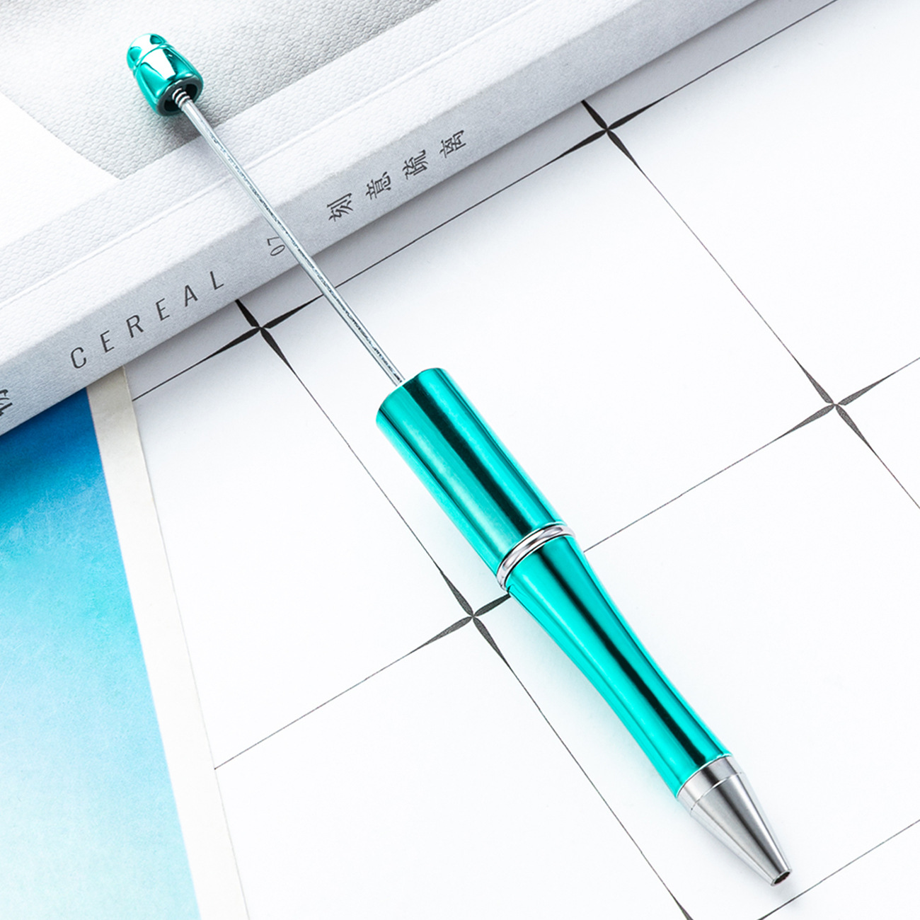 Nuevo bolígrafo de cuentas en stock UV galvanizado DIY creativo bolígrafo de cuentas de plástico imprimible al por mayor bolígrafo