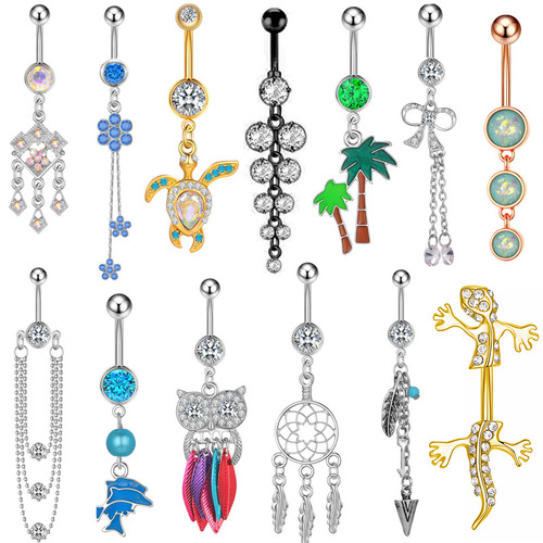 European and American Cross-border Supply Source Simple Multiple Fringe Stainless Steel Navel Ring Body Piercing Accessory Manufacturer