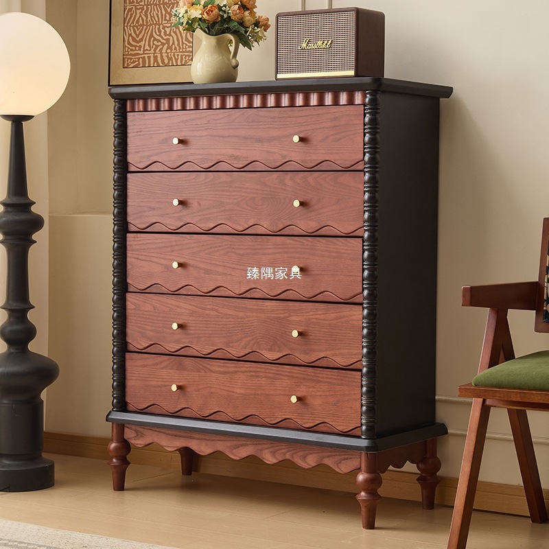 Francia medieval retro madera maciza cinco armarios armario de salón medieval armario de puerta de entrada pequeño dormitorio cabecera cama trasera armario