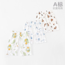 宝宝开裆短裤夏季薄款7分裤婴儿男童裤子女童外穿纯棉打底叉叉裤