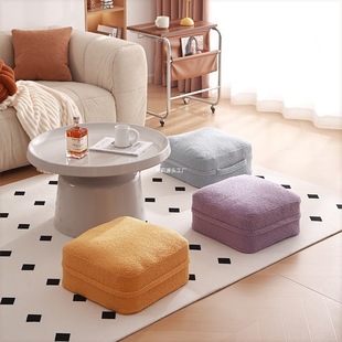 Living Room Small Stool, Teddy Velvet Bench, Household Square Stool, Internet-Famous Children's Sofa Stool, Low Stool, Simple Seating Stool, Shoe-Changing Stool