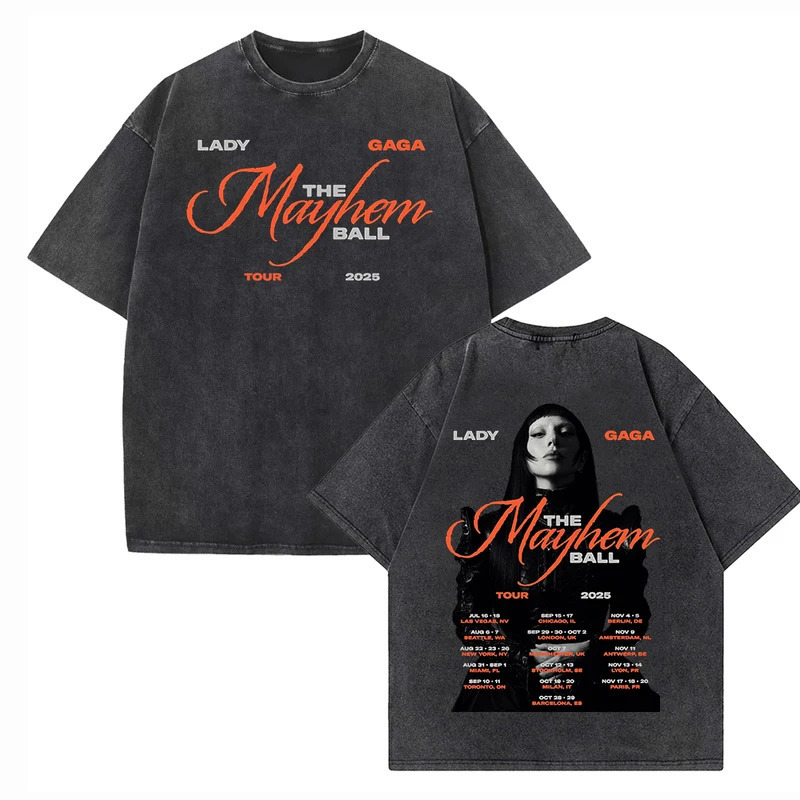 Lady Gaga Tour 2025 Shirts Harajuku Vintage O-Neck Sh Pure Cotton T-Shirt Lady Gaga Tour 2025 Shirts Harajuku Vintage O-Neck Sh Pure Cotton T-Shirt