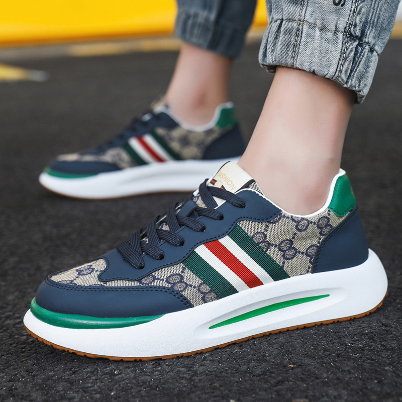 Spring trend sports shoes men 2023 new leather breathable sneakers men's British all-match soft-soled casual shoes_voghion.com