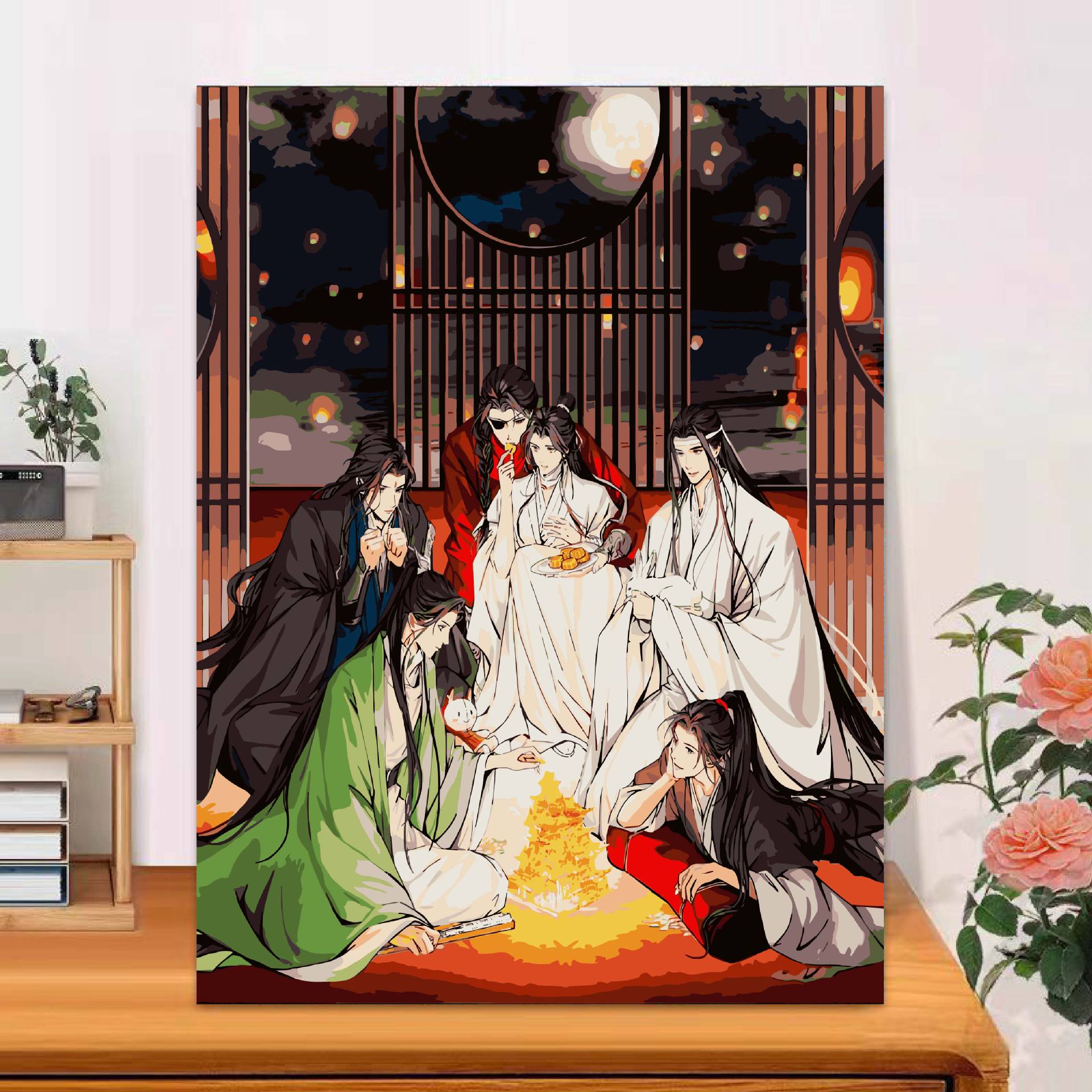 Tianguan bendijo pintura al óleo digital personajes animados a mano diy relleno pintura de color corazón comprensión de presión pintura al óleo a mano