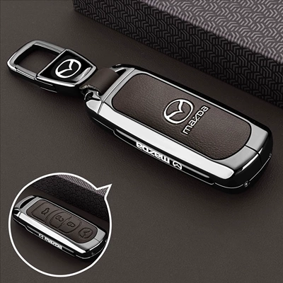 Suitable for Mazda Cx4 Static Rod/Key Bag - model-b-3-button-brown-leather-car-logo-buckle