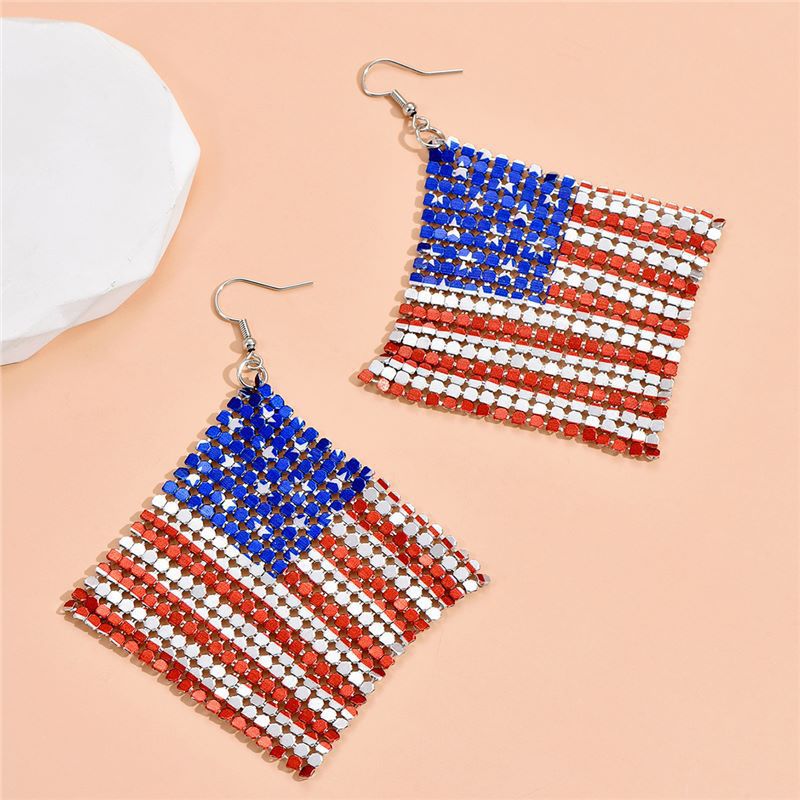 Cross-Border European and American New Products American Independence Day Earrings Star Sequin American Flag Women's Earrings Jewelry