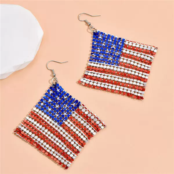 Cross-Border European and American New Products American Independence Day Earrings Star Sequin American Flag Women's Earrings Jewelry