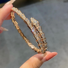 蛇形满钻手镯女高级感轻奢圆形简约高版本手饰轻奢小众精致铜镀金