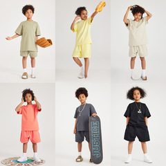 Streetwear Fog Earthy Color Unisex Children's Clothing for Big Kids Short Sleeve 305G Heavyweight Cotton Kids Oversized T-shirt