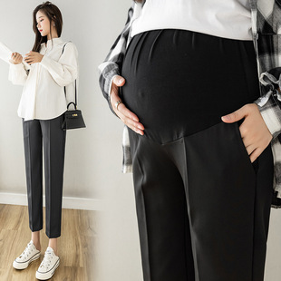 Pregnant Women's Small Pants Spring Straight Casual Abdominal Pants Outer Wear Cropped Pants Pregnant Women's Pants