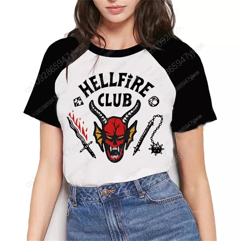 Hellfire Club Monster Graphic T-Shirt High-Quality Short-Sleeved Summer O-Neck Comfortable Streetwear Top for Men and Women t Hellfire Club Monster Graphic T-Shirt High-Quality Short-Sleeved Summer O-Neck Comfortable Streetwear Top for Men and Women t