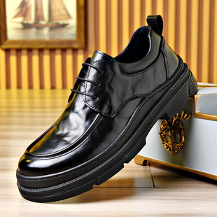 Leather shoes men's first layer cowhide autumn new business casual shoes non-slip thick bottom black work shoes a generation of hair
