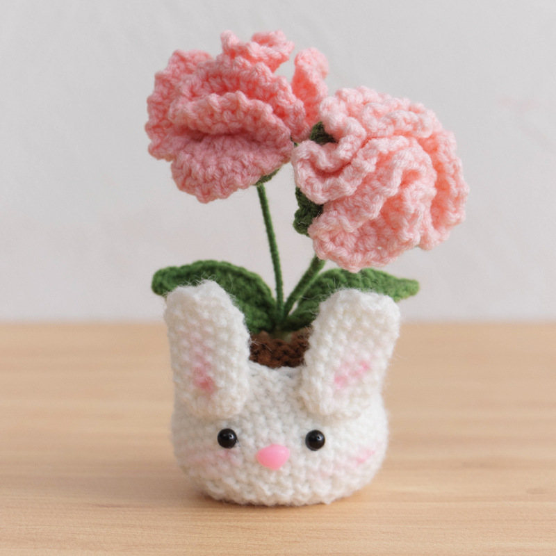 Acabado tejido a mano lirio de los valles en macetas adornos para el hogar tejido de flores artificiales hilo de lana ramo de ganchillo regalo de flores falsas