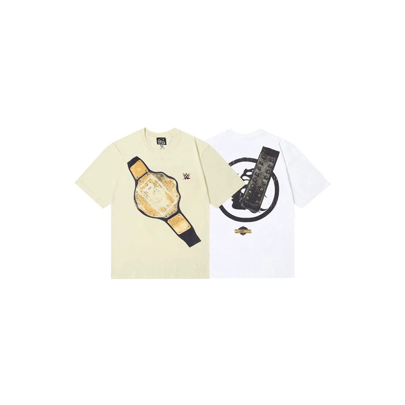 Correct Version of Hellstar Hellstar Champion Belt Print on Both Sides, Printed Pure Cotton Loose Short-Sleeved T-Shirt
