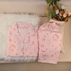 春と秋の新作クラウドコットンパジャマ、かわいいホーム服、女の子カーディガンスーツ、日本の女の子はスーツを着ることができます